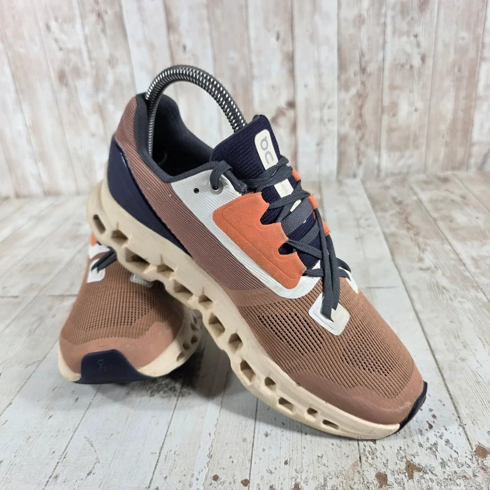 On Running Cloudstratus Womens 7 Brown Orange Navy Blue Mesh Sneakers 39.98657 - Picture 6 of 8
